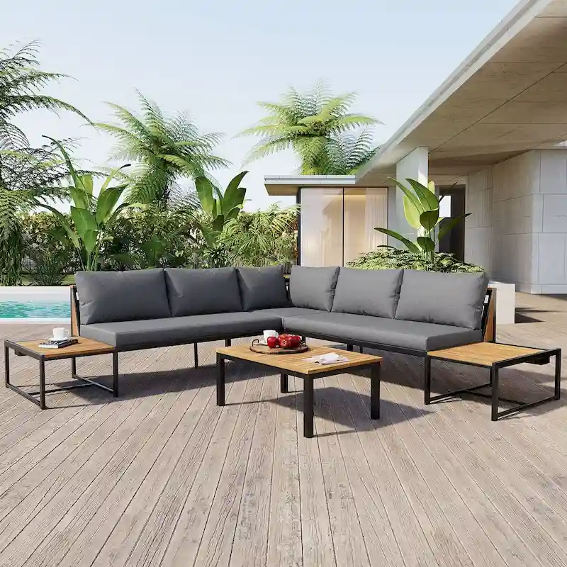 4-Piece Outdoor Set, Durable Patio Furniture with Waterproof Cushions