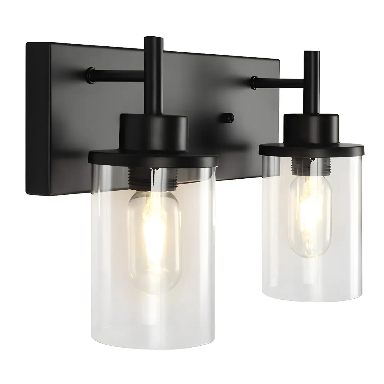 Industrial Black Cylinder Glass Bathroom Vanity Light