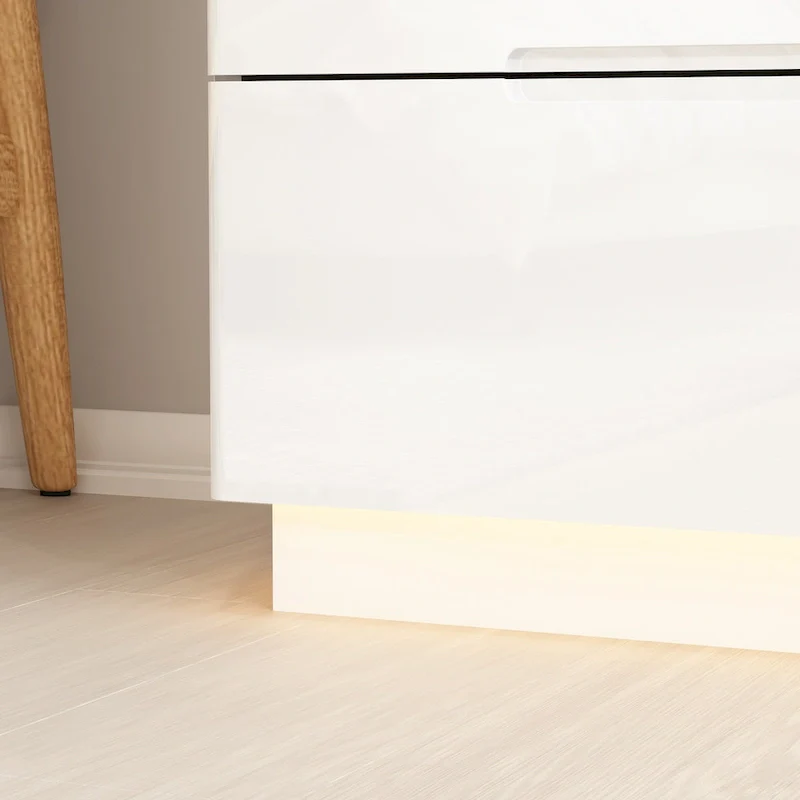 31.5 High Gloss Chest With Light Chest w/5 Drawers&Spacious Tabletop