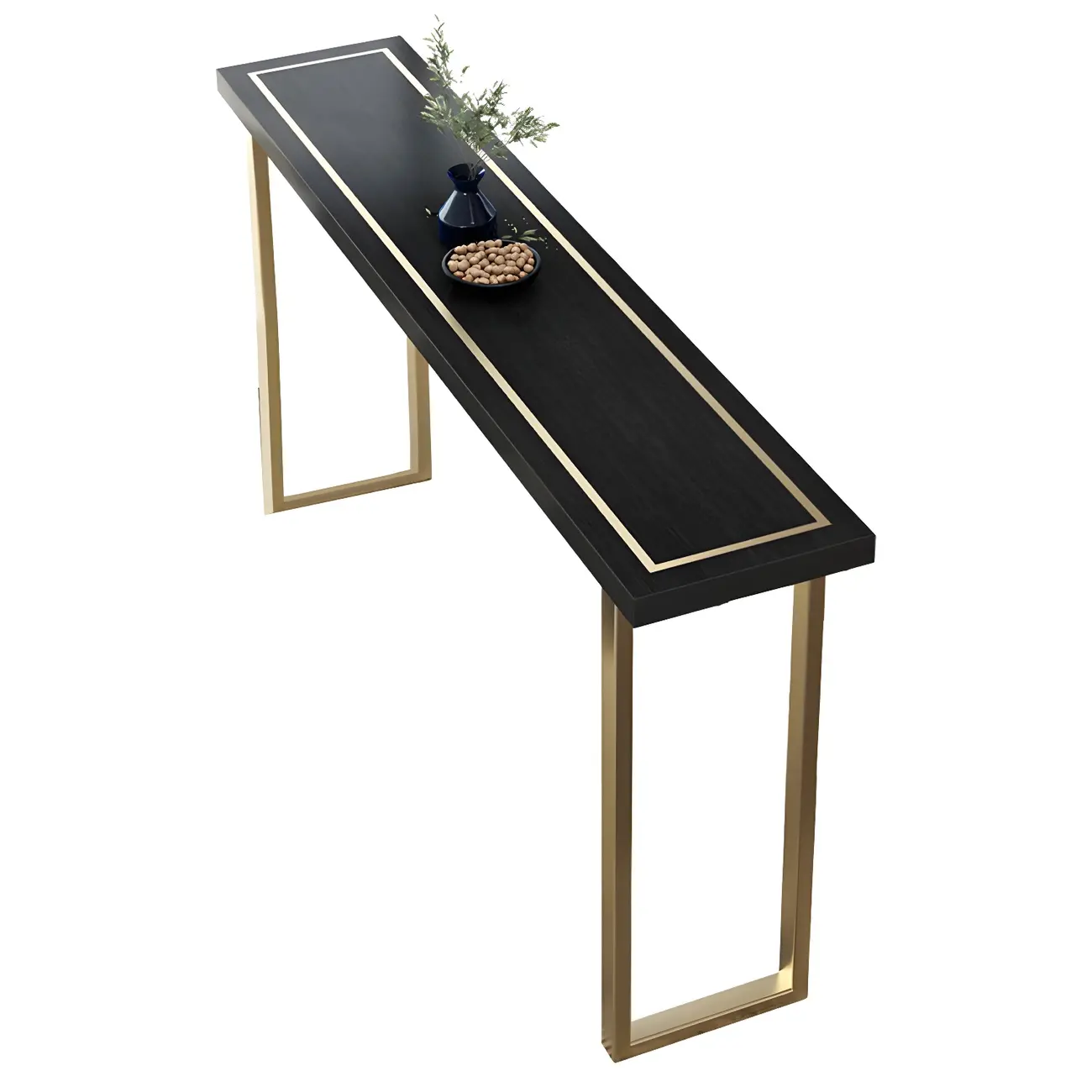 Glam Black Pine Wood Gold Iron Sled Bar Tables