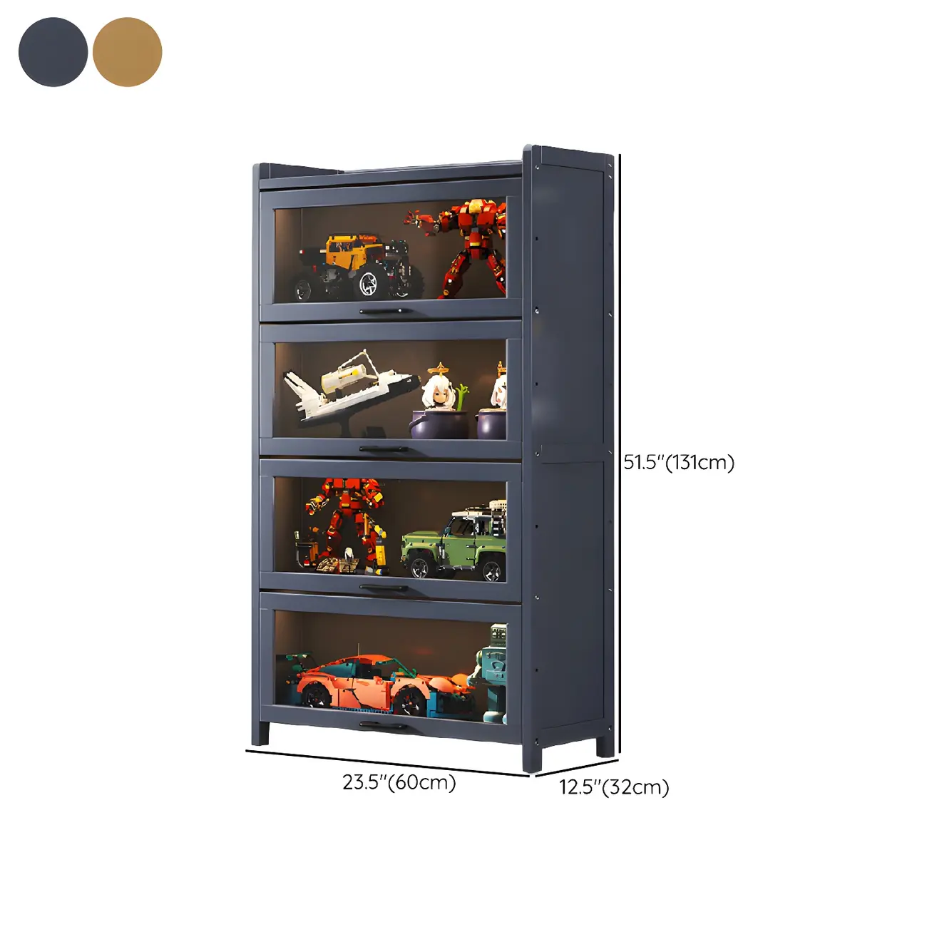 Living Room Modern Gray Bamboo Display Cabinet