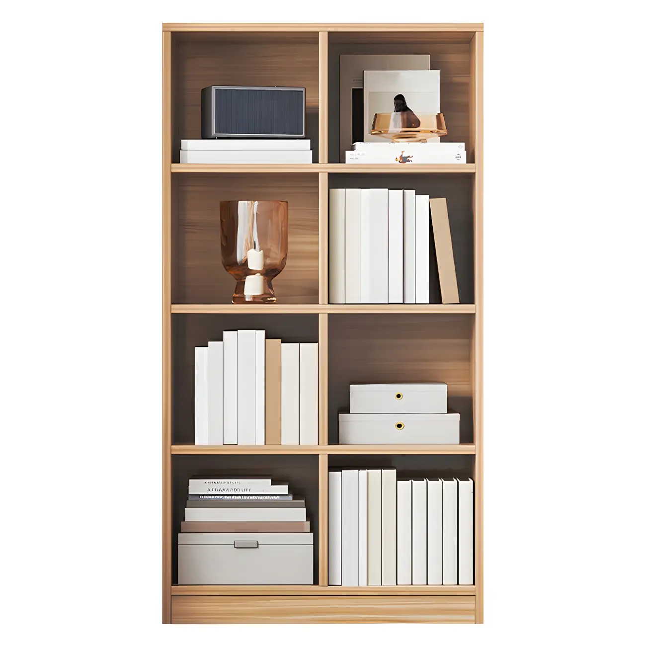 Narrow Tall Brown Wood 6-Shelf Closed Back Bookcase