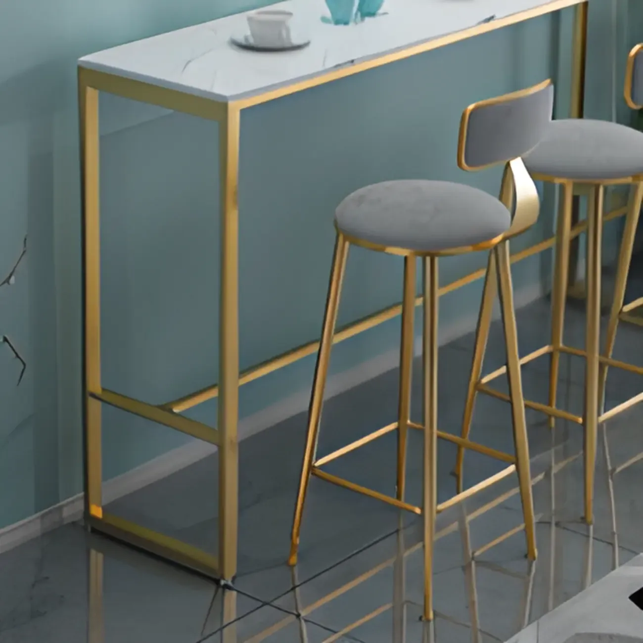 Glam White Marble Top Bar Tables