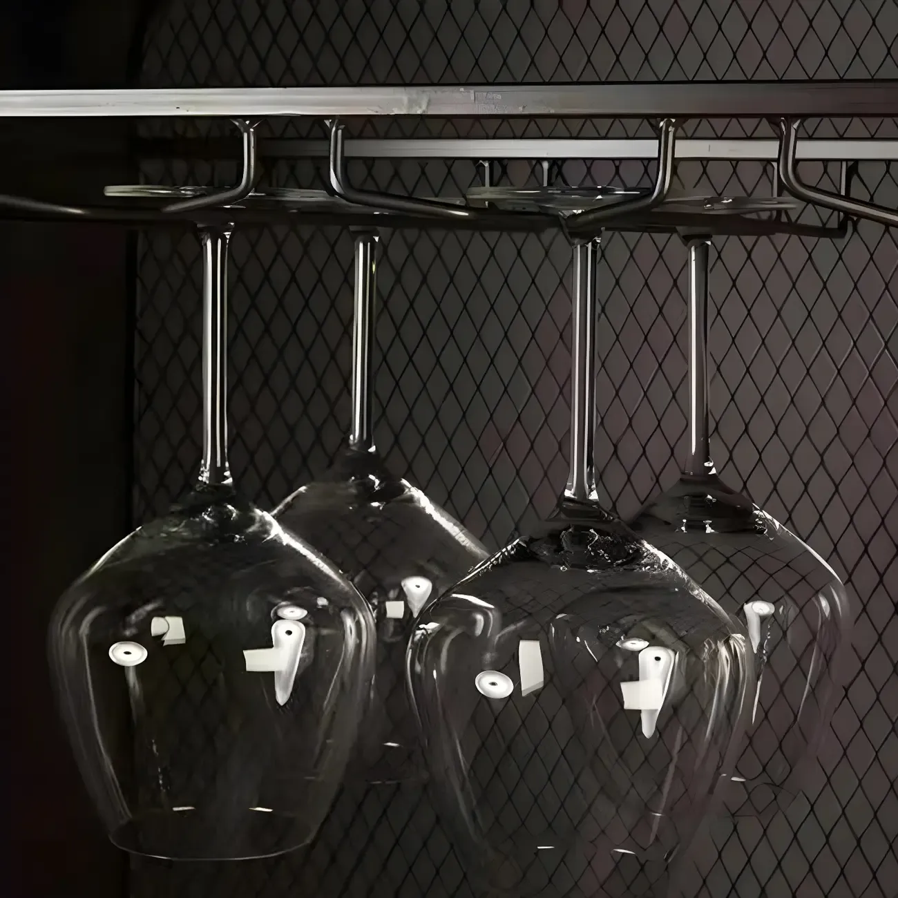 Industrial Brown Wood Wine Rack with Glass Holder and Drawers