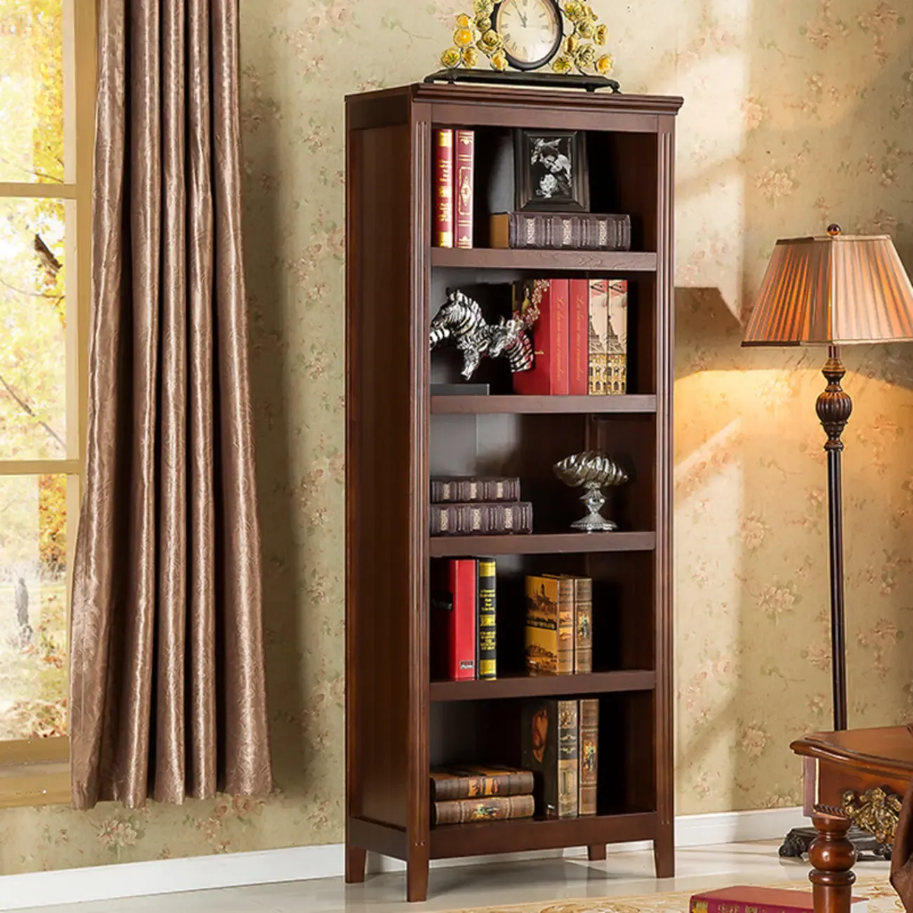 Classic Birch Wood 5-Tier Vertical Barrister Bookcase