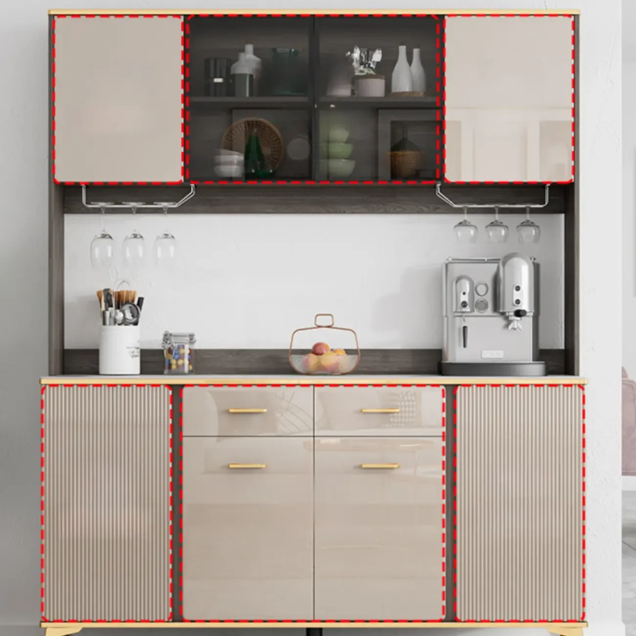 Glam Adjustable Wooden Dining Hutch China Cabinet