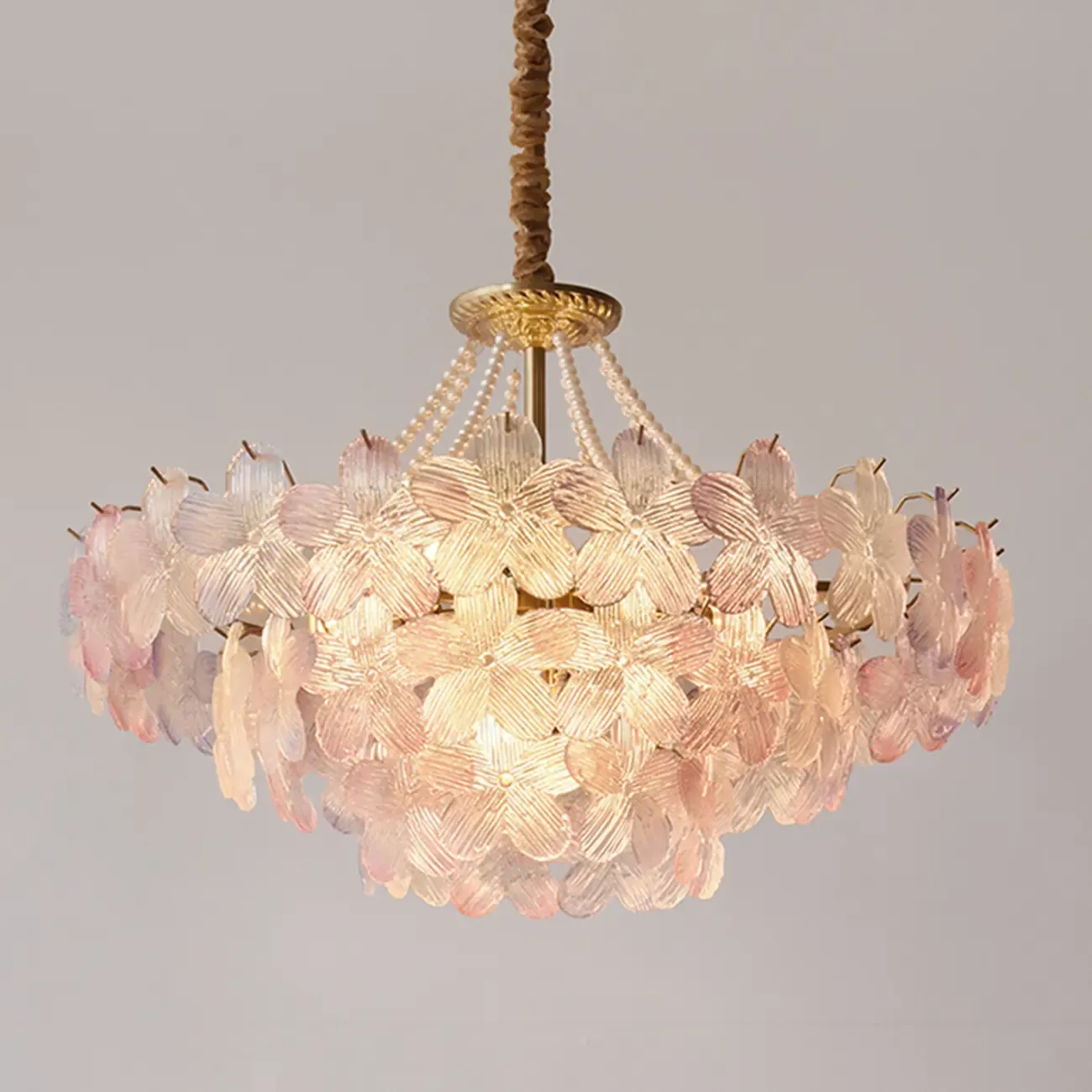 Modern Tier Round Flower Crystal Chandelier