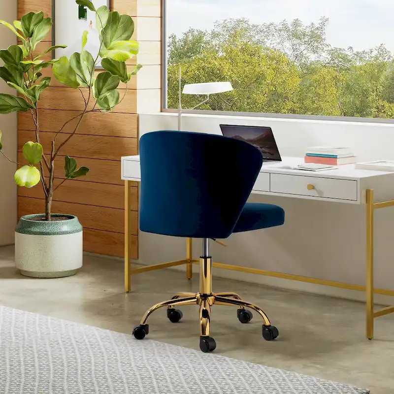 Ilia Modern Velvet Wingback 360 degree Ergonomic Office Task Chair with Channel Tufted Back by HULALA HOME