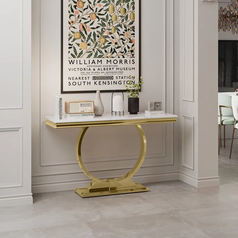 50 inch Rectangle Console Table with Circle Base