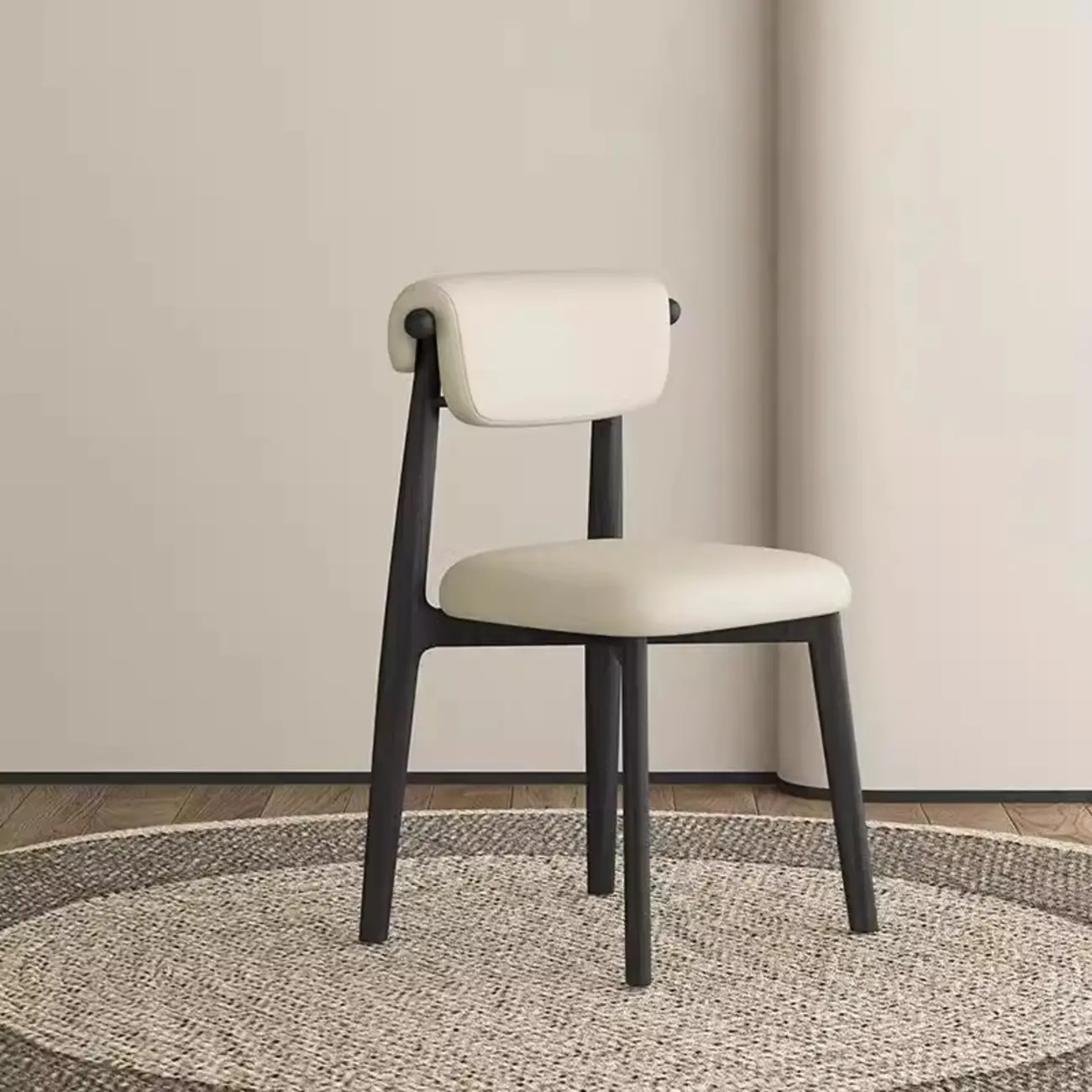 Elegant Low Back Upholstered Faux Leather Dining Chair