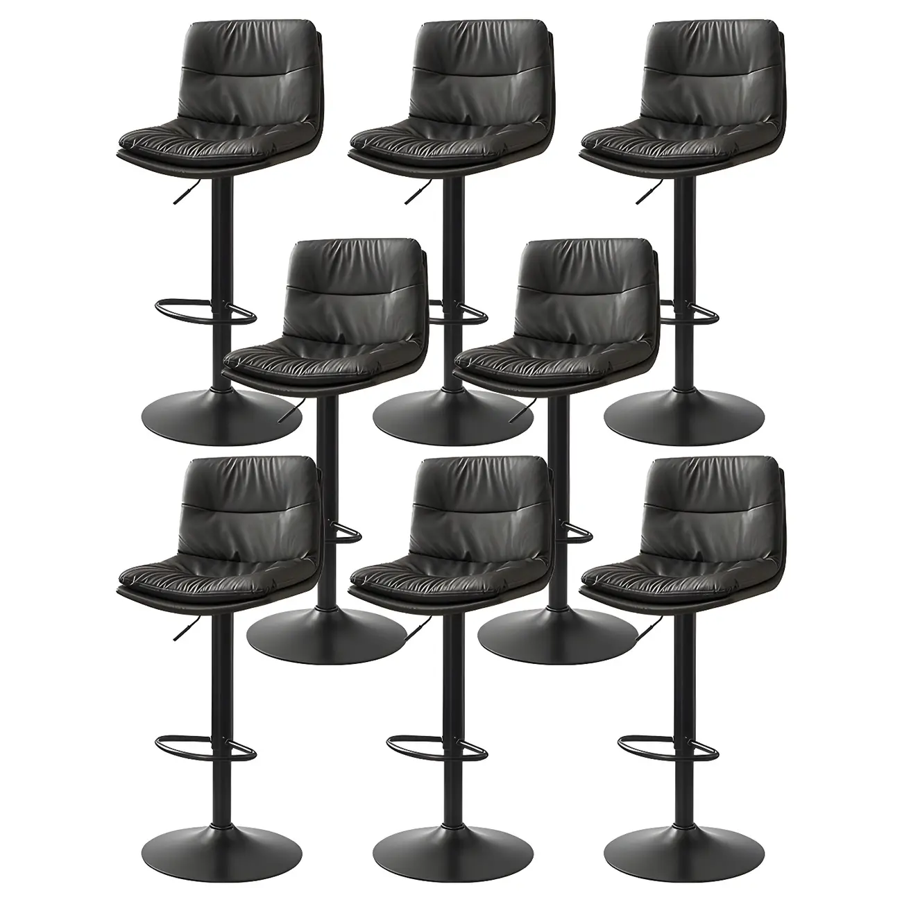 Modern Leather Saddle Swivel Adjustable Bar Stool