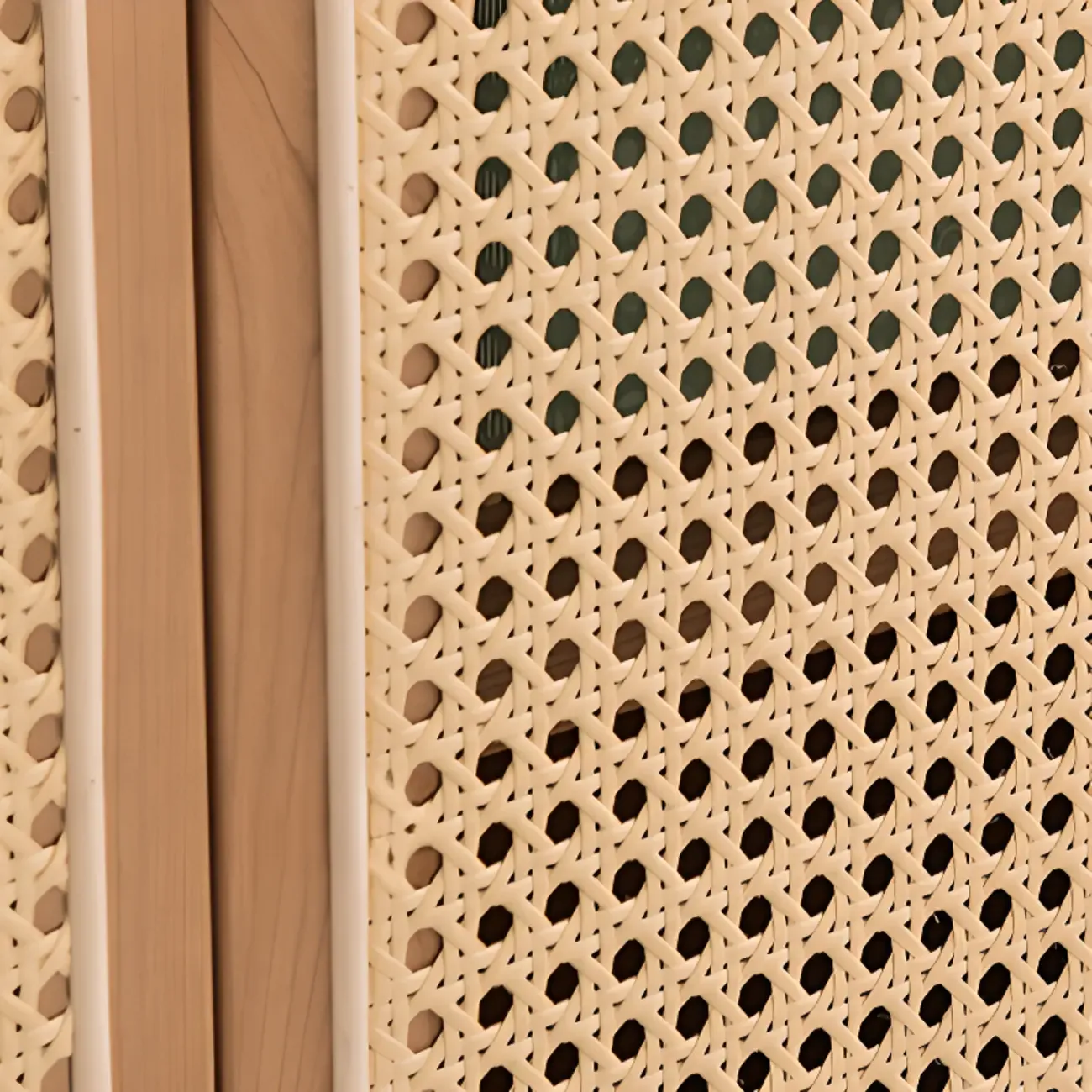 Scandinavian Natutal Wood Rattan Sideboard with Drawers