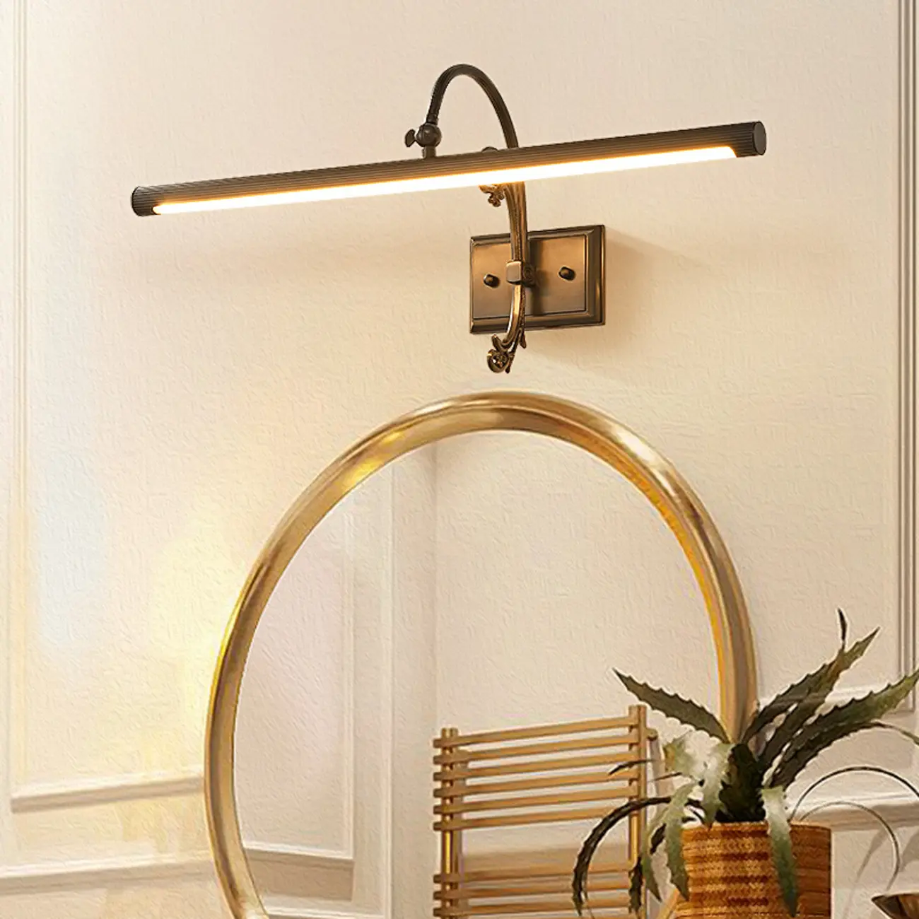 Arched Retro Copper LED Linear Wall Lamp