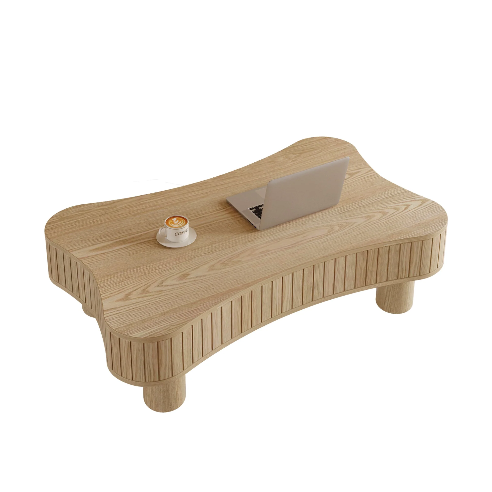 Walker Edison | Curve Design Reeded Lift Top Coffee Table and Desk