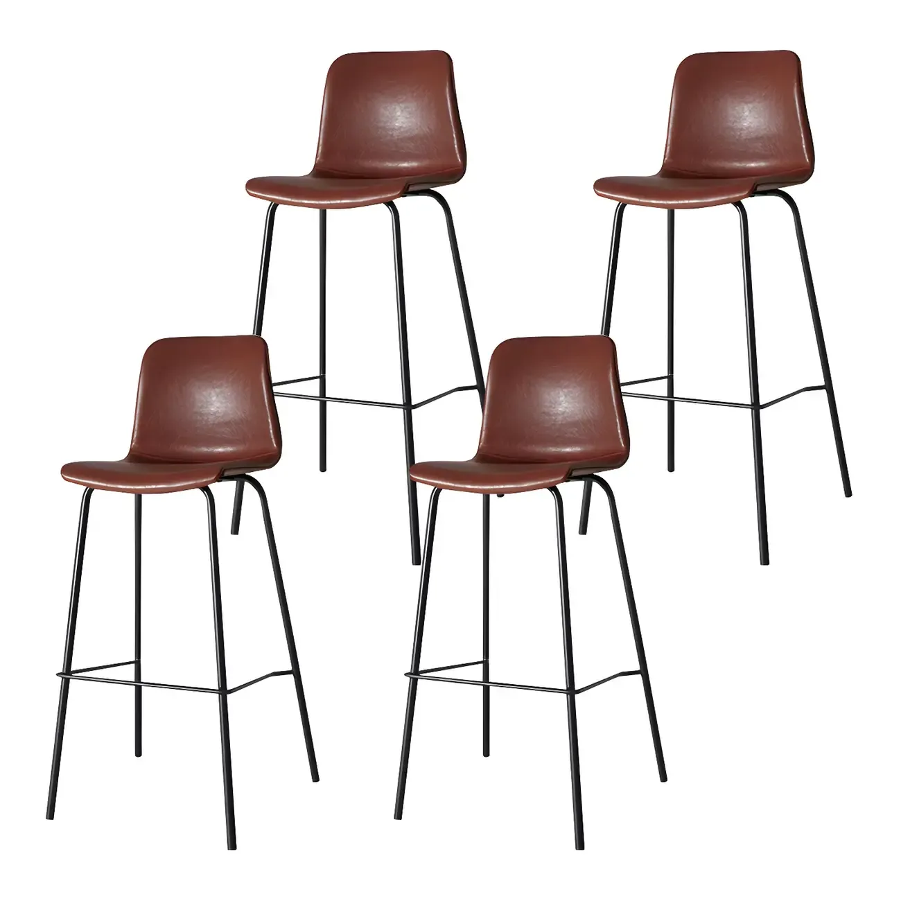 Brown Saddle Metal Frame Leather Counter Stools with Backs