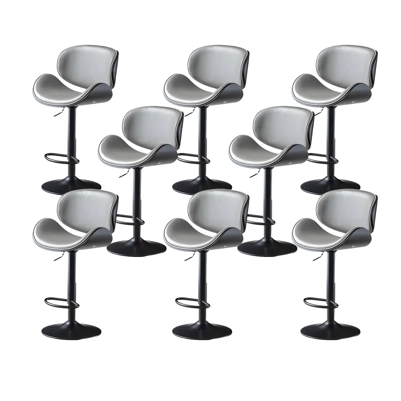 Arched Blackish Green Leather Swivel Adjustable Bar Stool