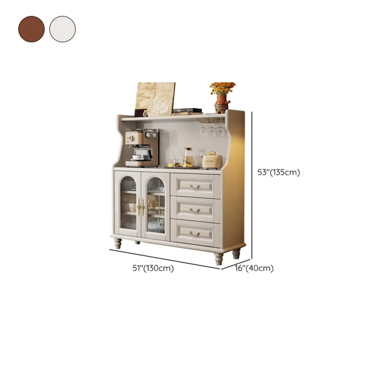 Modern Wood Kitchen Buffet with Shelves and Stemware Rack