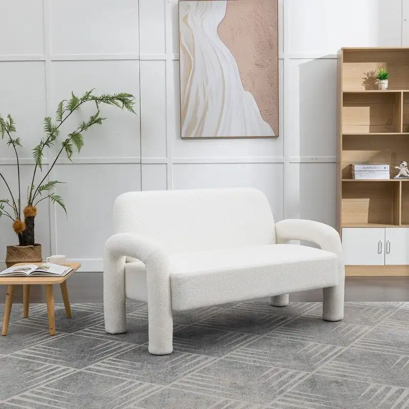 SEYNAR Mid-Century Modern Boucle 51 Solid Wood Curved Sofa