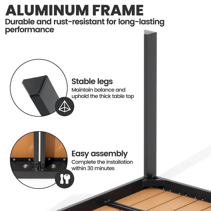 7-Piece Patio Dining Set Aluminum Dining Table with Umbrella Hole and Stackable Chairs