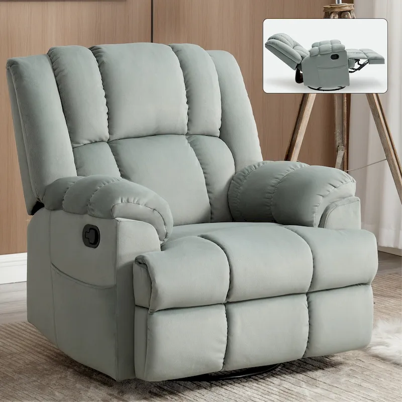 Green Oversized Manual Recliner with Swivel, Rocking, and Fabric Upholstery