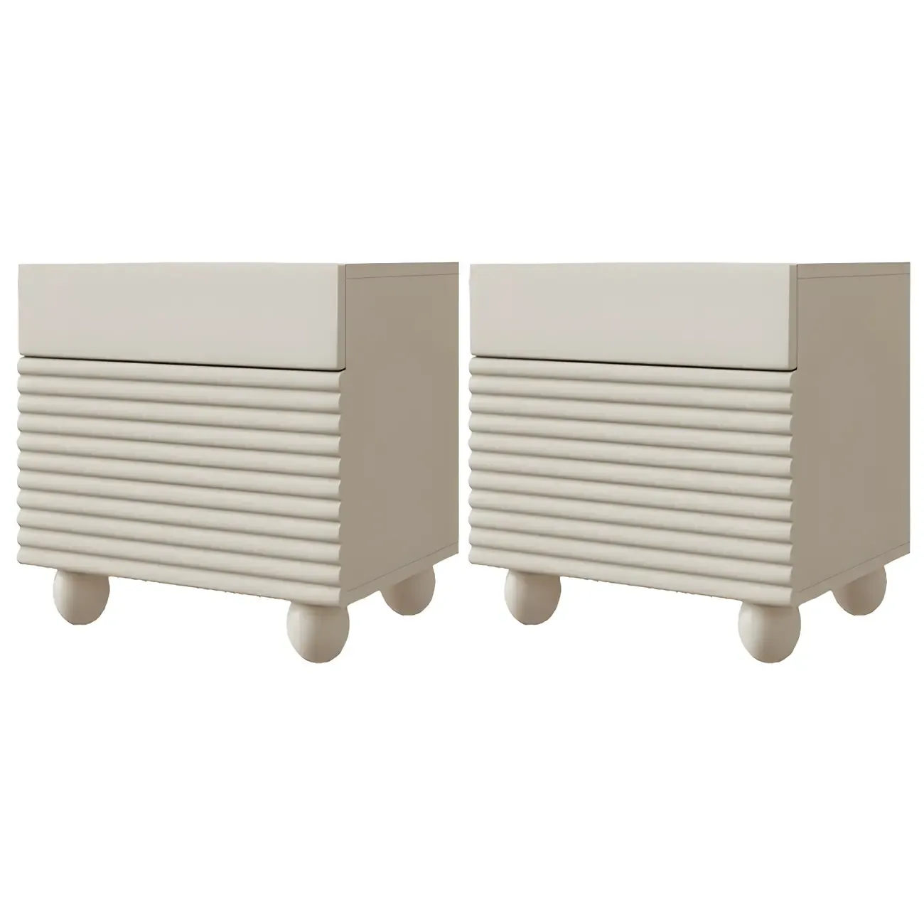 Narrow Cubic 2-Drawer Wood Small Bedside Table