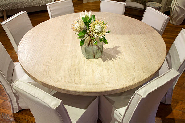 Haley White Wash Round Dining Table