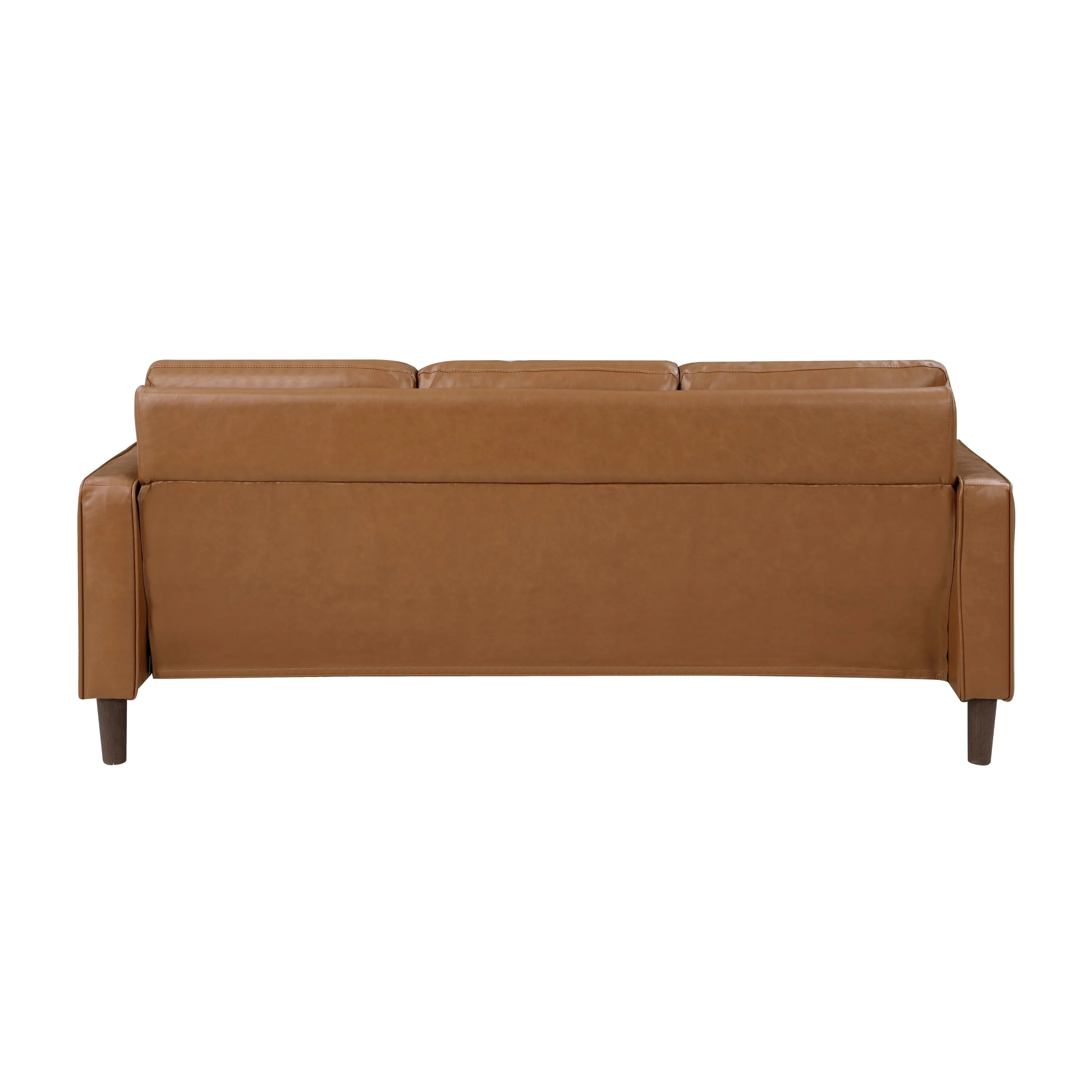 Modern Style Brown Faux Leather 3-Seater Sofa Couch