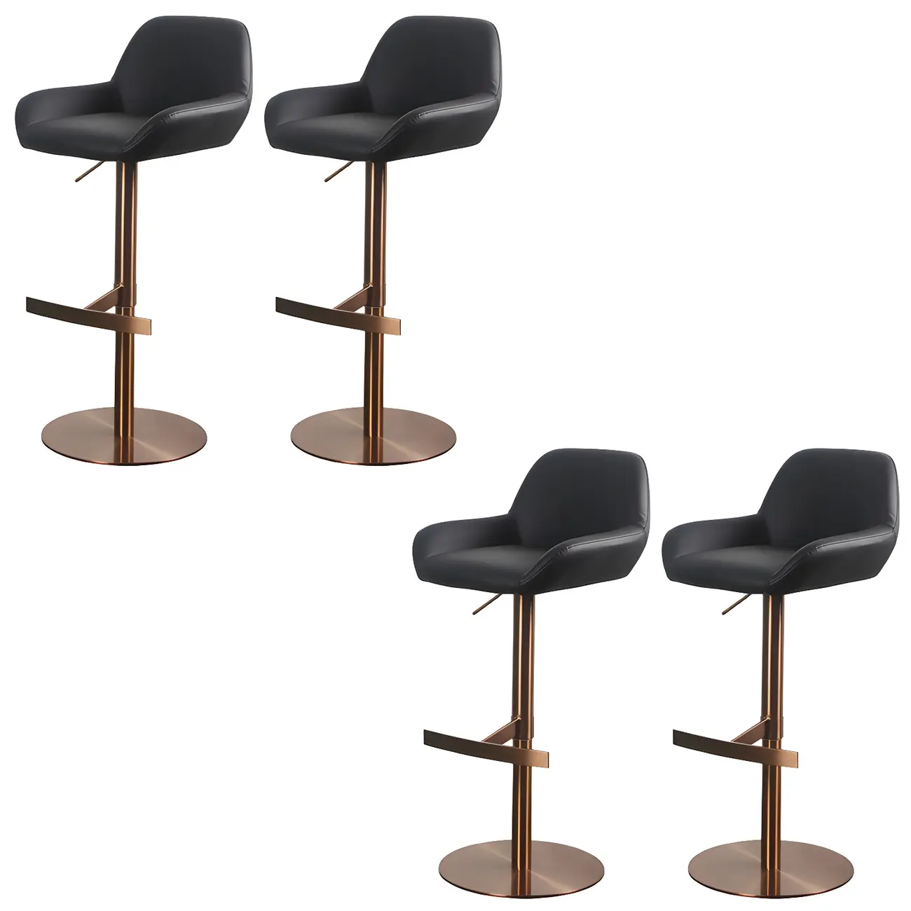 Glossy Metal Bucket Swivel Adjustable Bar Stools