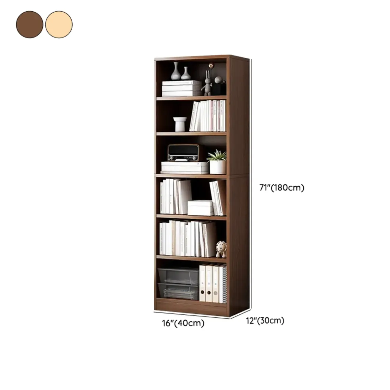 Modern Multi-Layer Brown Lumber Closed Back Bookcase