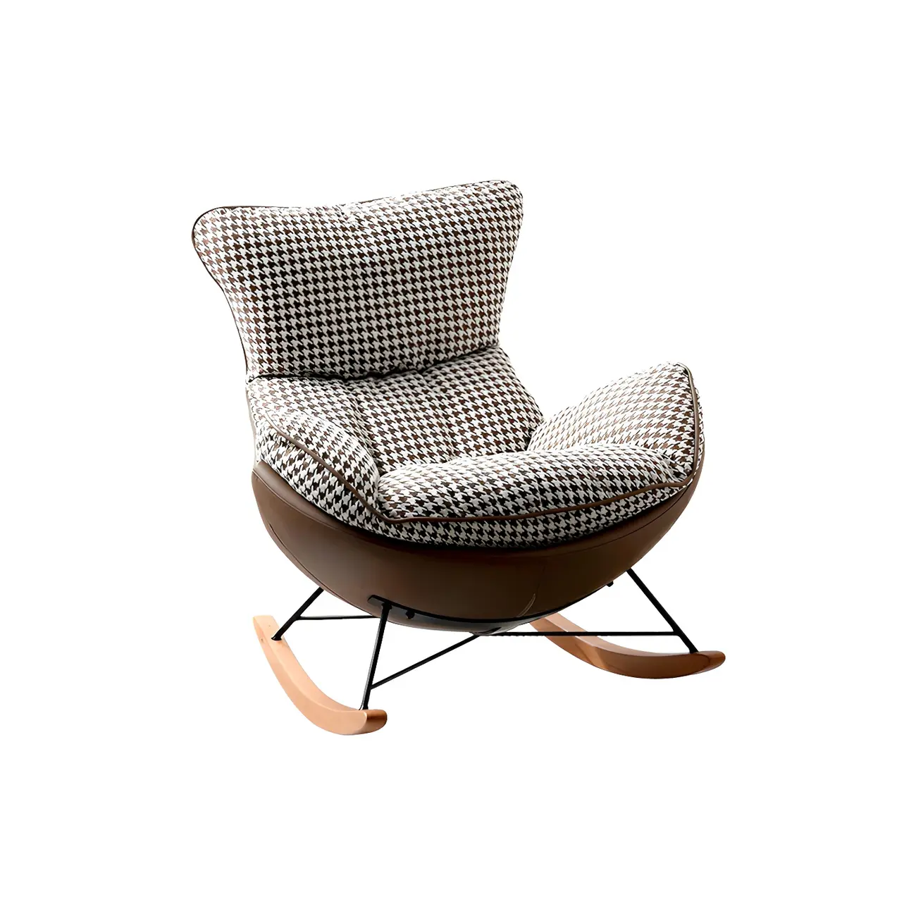 Contemporary Houndstooth Upholstered Rocking Chair for Indoor