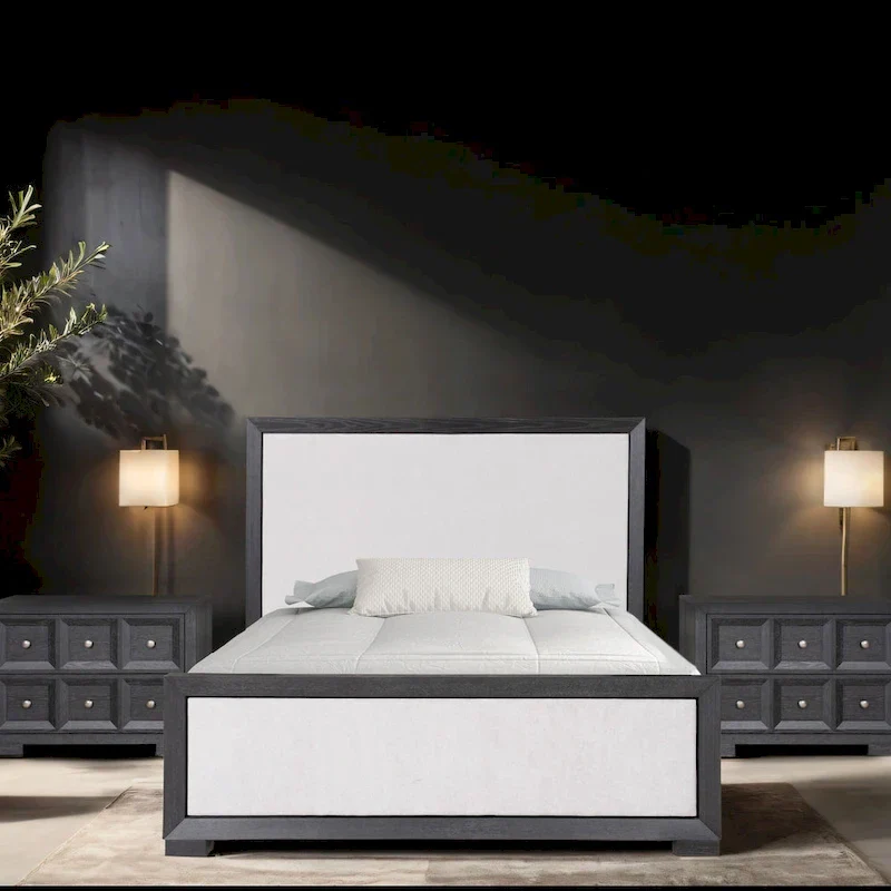 Furniture of America Durem II Modern Classic Solid Wood Fabric Panel Bed