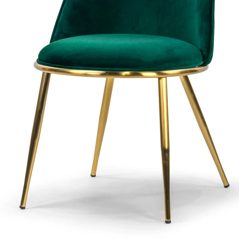 Anzu Glam Green Velvet Dining Chairs with Goldtone Legs (Set of 2)