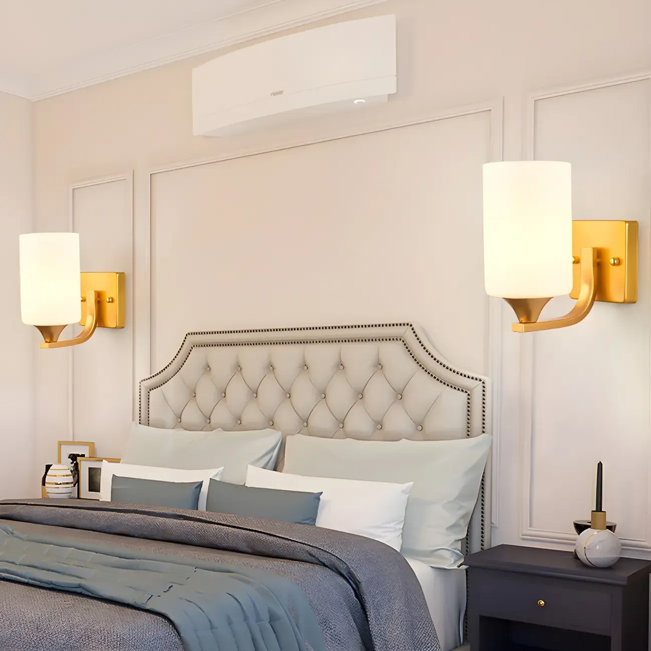 Gold Modern Cylinder Glass Shade Bathroom Vanity Light