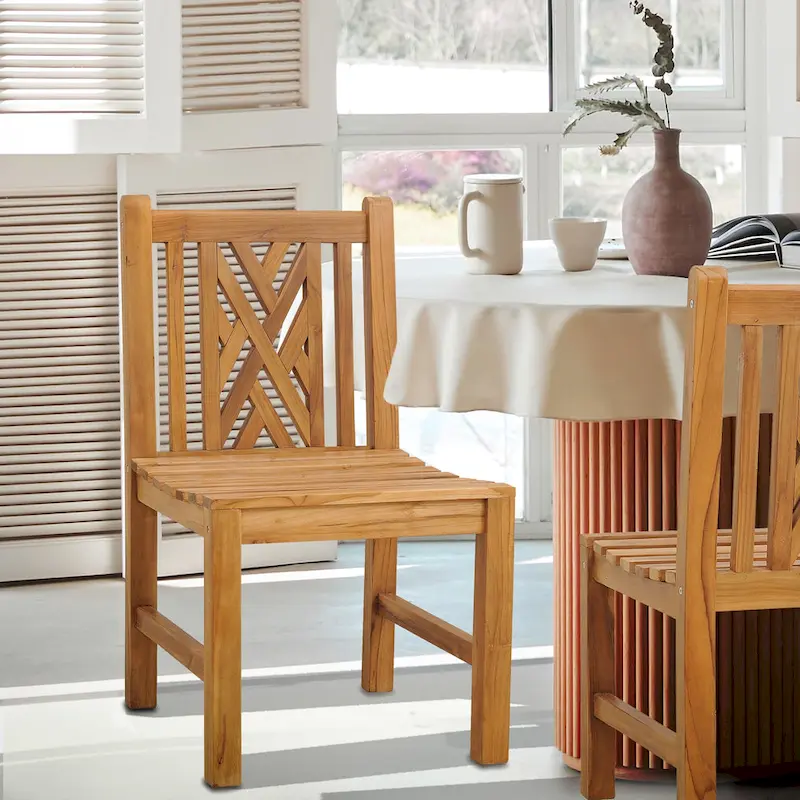 Teak Wood Chippendale Side Chair