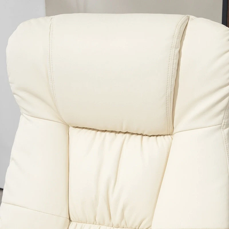 HOMCOM Swivel Recliner with Ottoman, PU Leather and Footrest with Wrapped Base, Cream White
