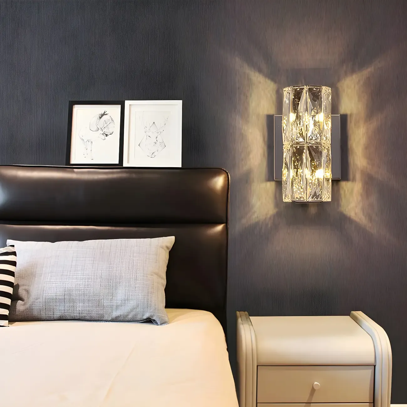 Luxury Geometric Crystal Gold Vanity Light