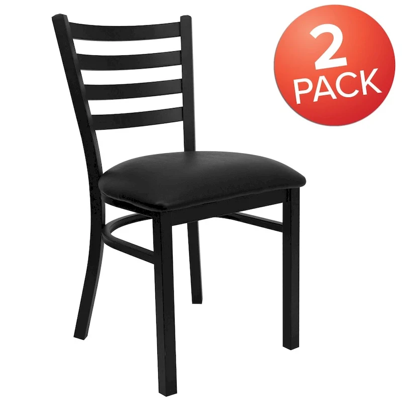 2 Pack Ladder Back Metal Restaurant Chair - 16.5W x 17D x 32.25H - 16.5W x 17D x 32.25H