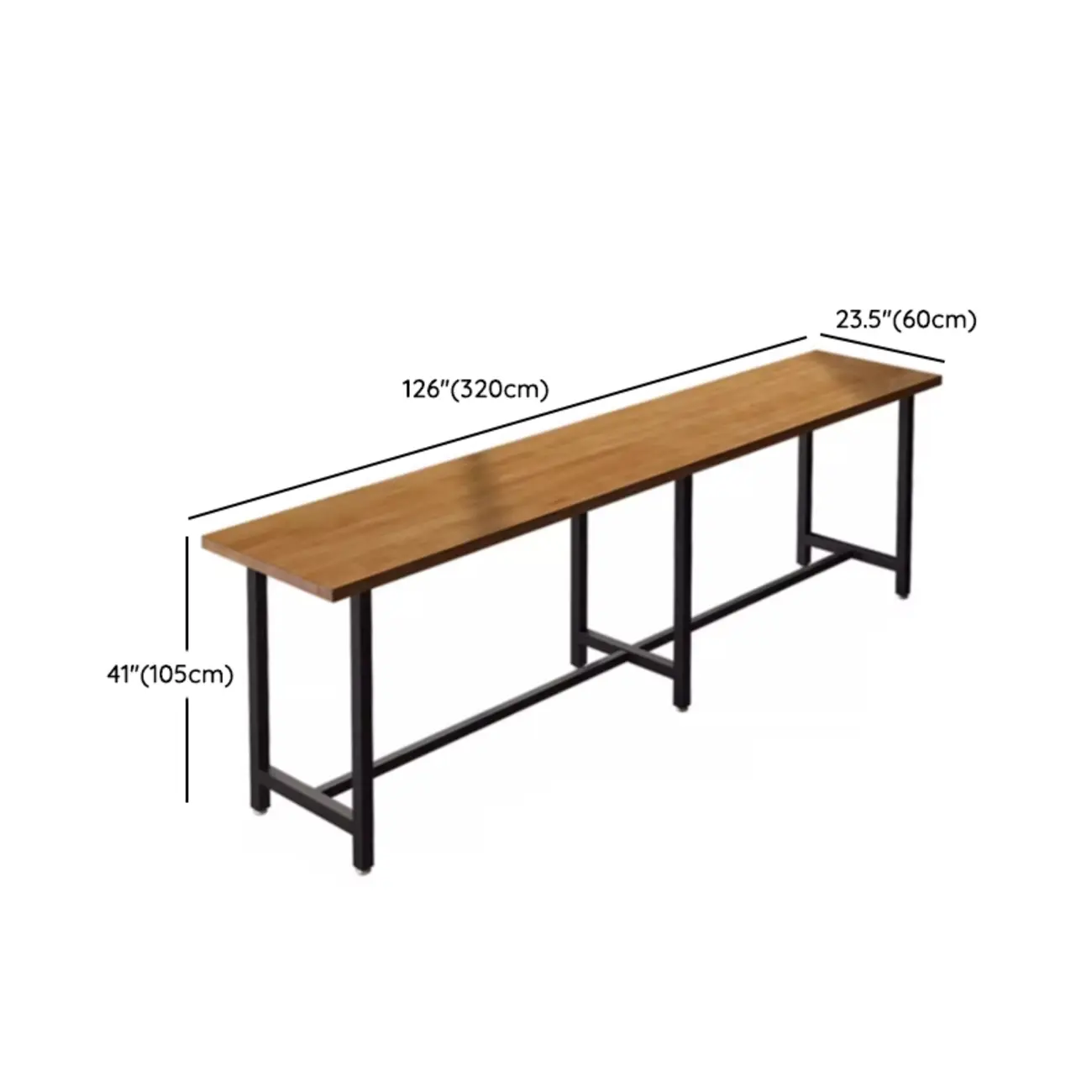 Footrest Black Metal 3-Pedestal Bar Table