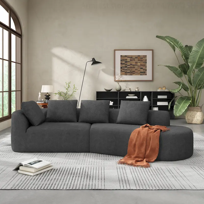 Modern Curved Sectional Sofa with High-Quality Upholstery and Spacious Seating