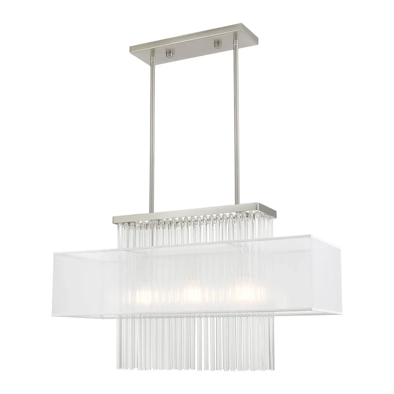 Livex Lighting 3-Light Linear Chandelier, 41143-91 - 30 L x 10 W x 26 -55 Adj. H
