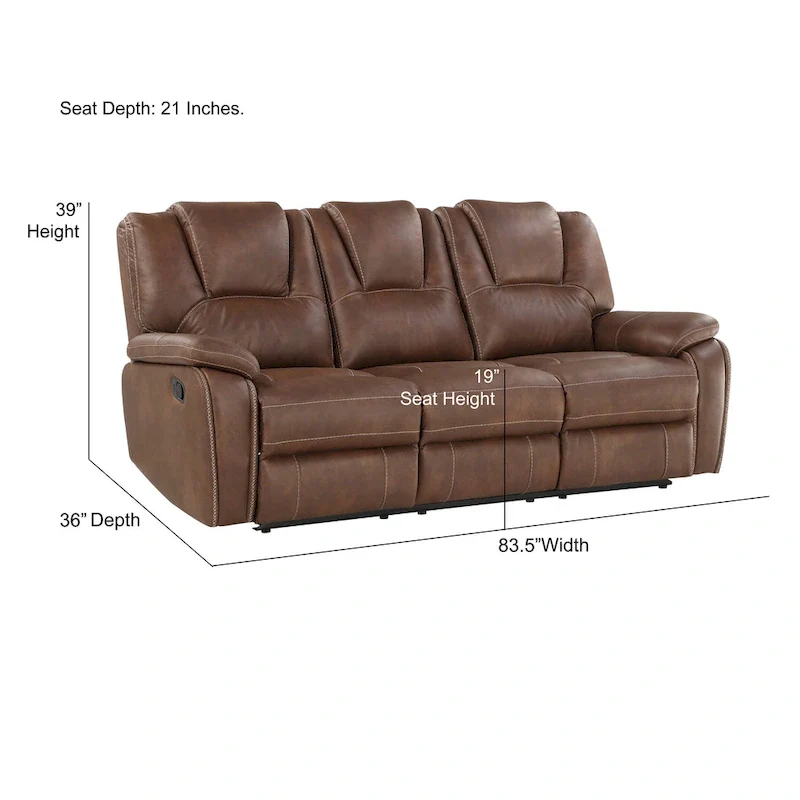 Steve Silver Kameryn Faux Leather Manual Reclining Sofa