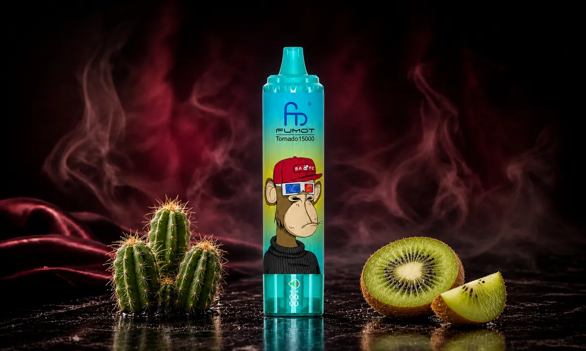 FUMOT Tornado 15000 Cactus Kiwi – E-Zigarette in einer atmosphärischen Produktszene
