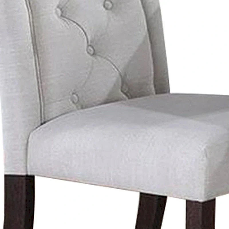 26 Inch Wood Dining Chair with Button Tufted Padded Back, Set of 2, White