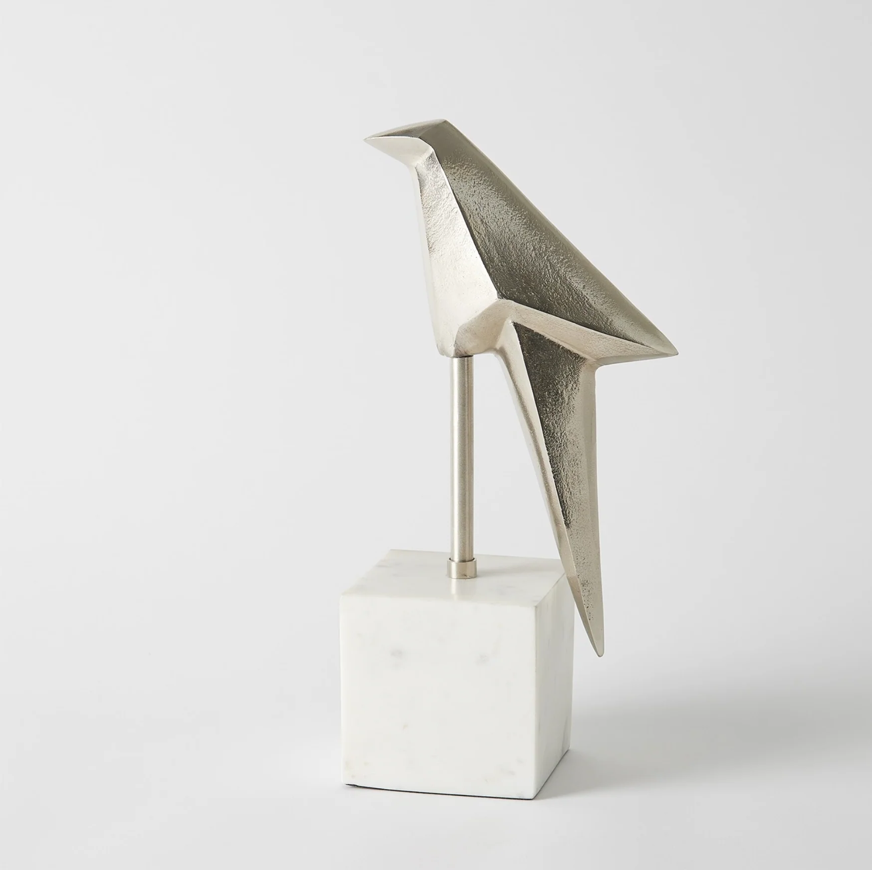 PERCHED ORIGAMI BIRD-NICKEL