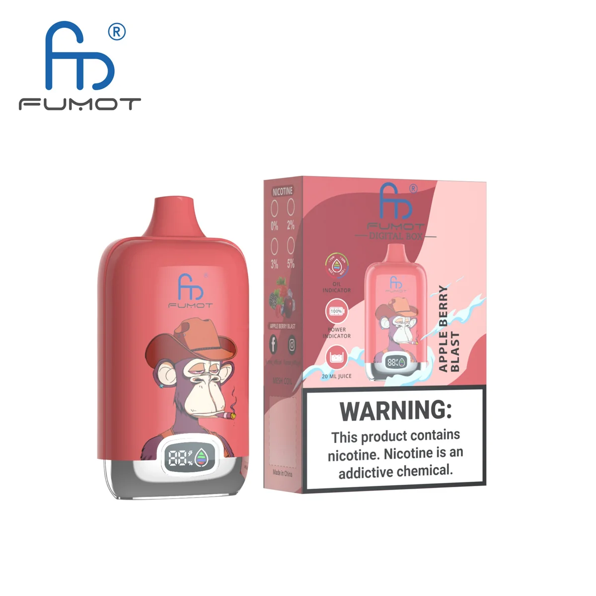 Fumot Digital Box 12000 Apple Berry Blast – Einweg-Vape mit Einzelverpackung