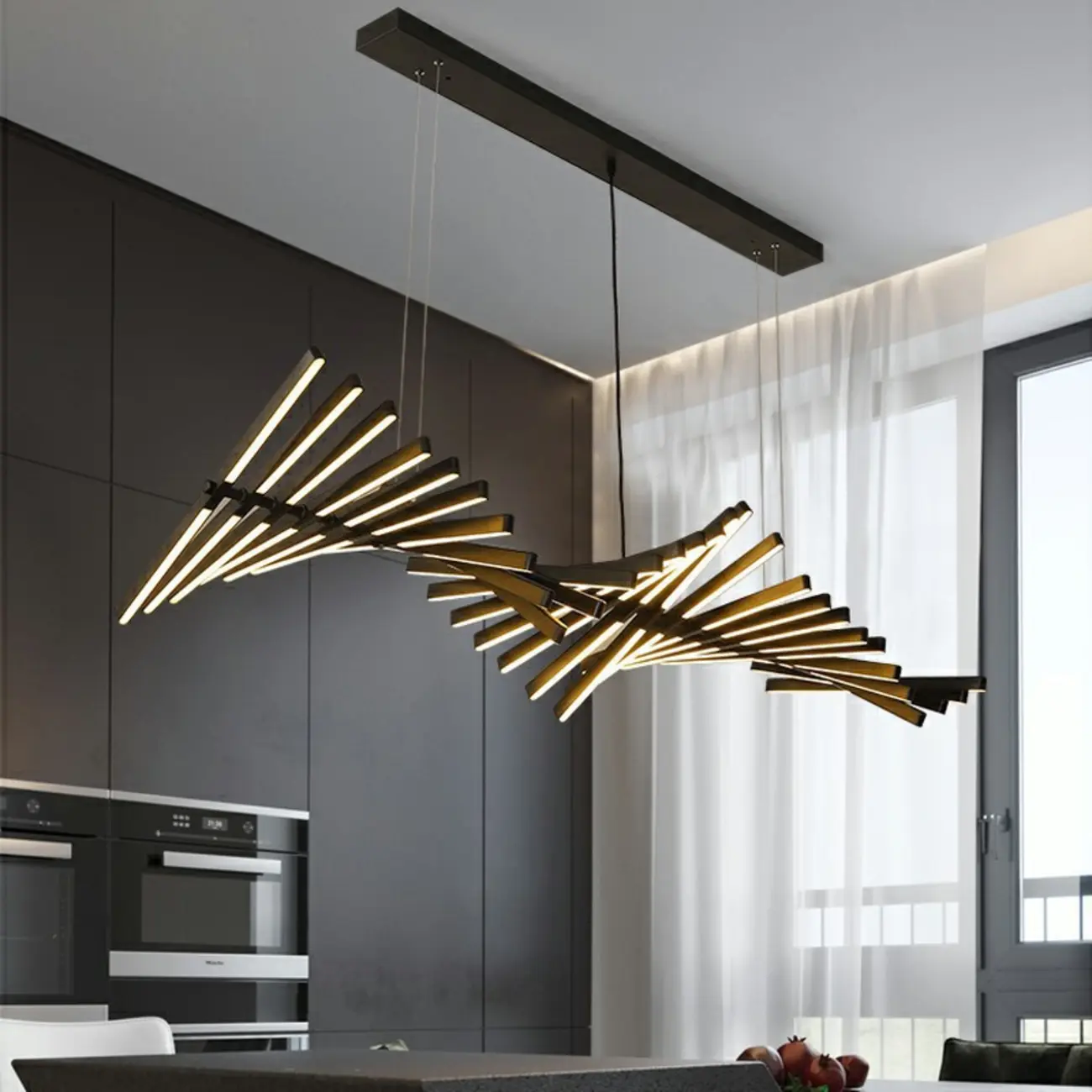 Stylish Linear Acrylic Island Pendant Light in Remote Control