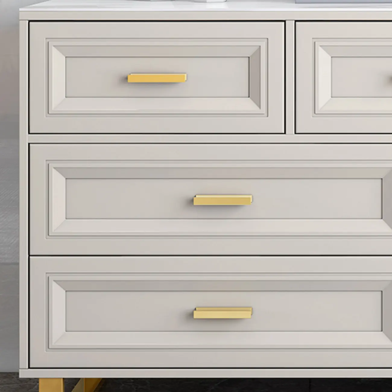Glam Grey Wooden Combo Dresser with 7-Drawers