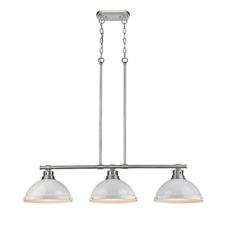 Golden Lighting Duncan White Pewter 3-light Linear Pendant