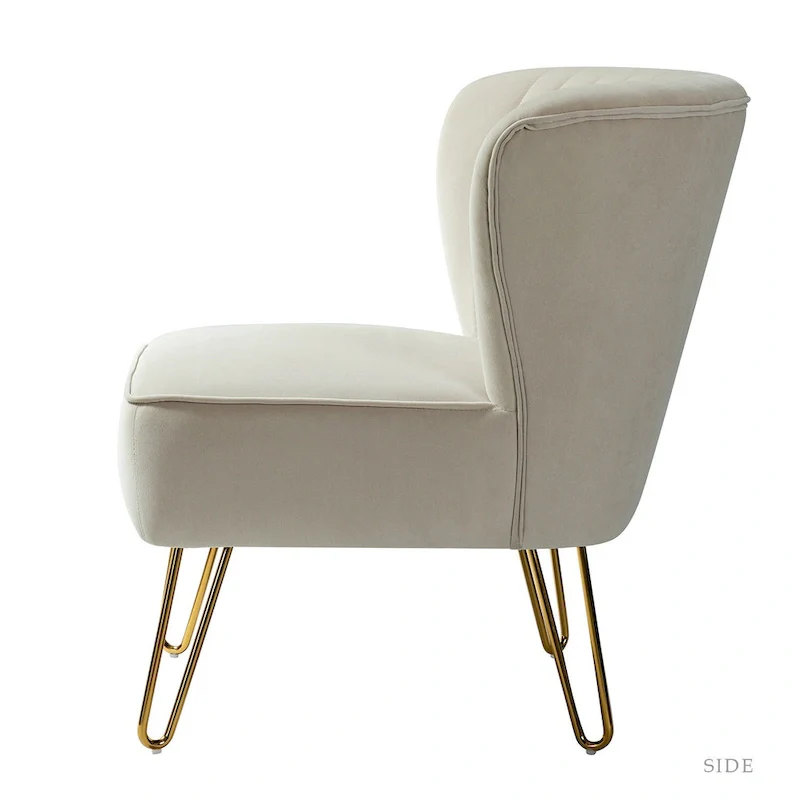 Barto Modern Velvet Tufted Side Chair with Golden Legs by HULALA HOME