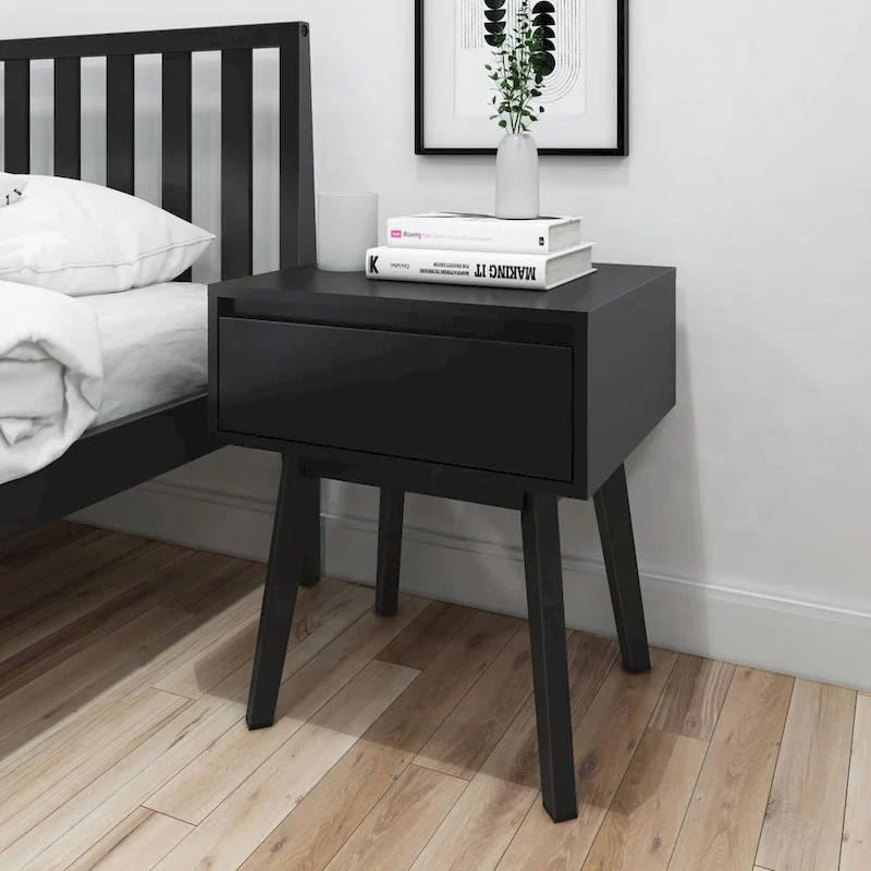 Plank and Beam Scandinavian Nightstand with 1 Drawer
